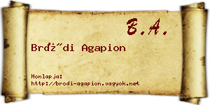 Bródi Agapion névjegykártya